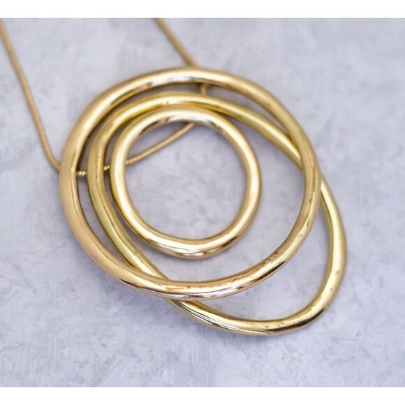 32 inch, Vintage Multi Rings Victorian Gold Tone Necklace - CA1 - Picture 1 of 3